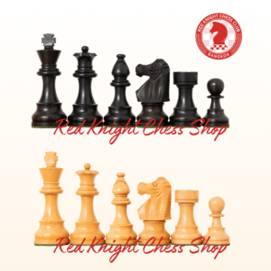 French Staunton Ebonised Wooden Chess Pieces