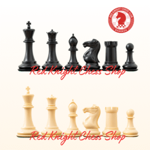 Modern Plastic Chess Pieces - Cream/Ebonised